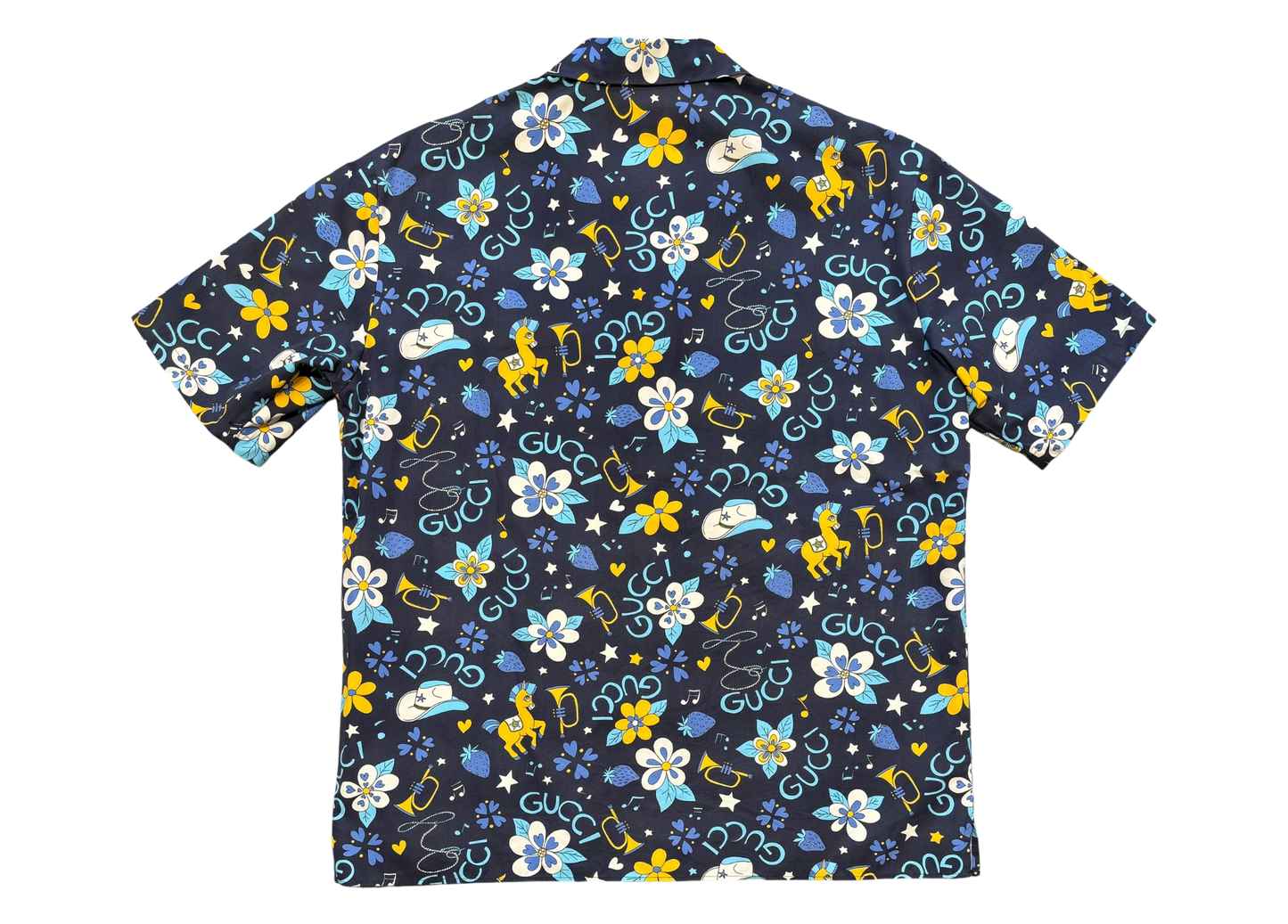 Gucci Shirt Flower Navy COND 9.5/10