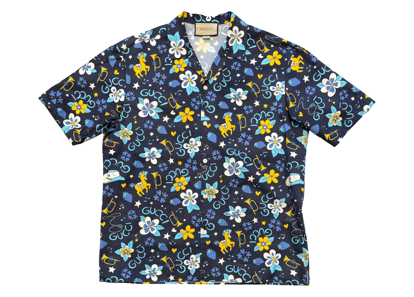 Gucci Shirt Flower Navy COND 9.5/10