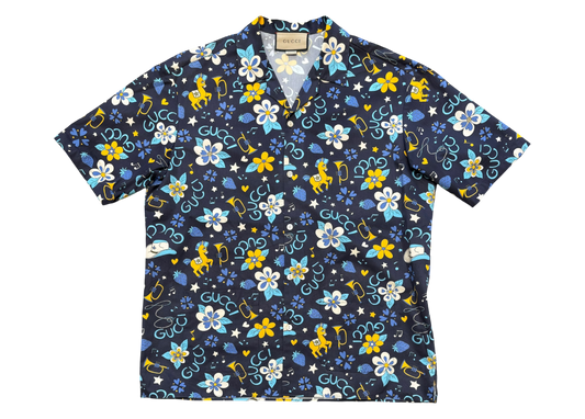 Gucci Shirt Flower Navy COND 9.5/10